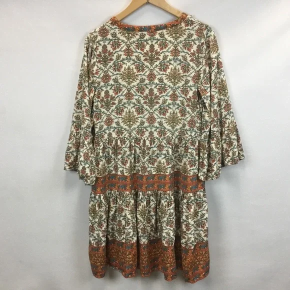 Fat Face Lila Boheme Trapeze Boho Dress Orange Western Festival Size 6 - Picture 3 of 12